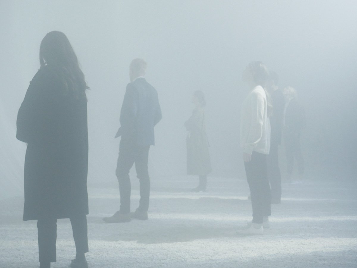 Corridor with fog rolling in from the right.