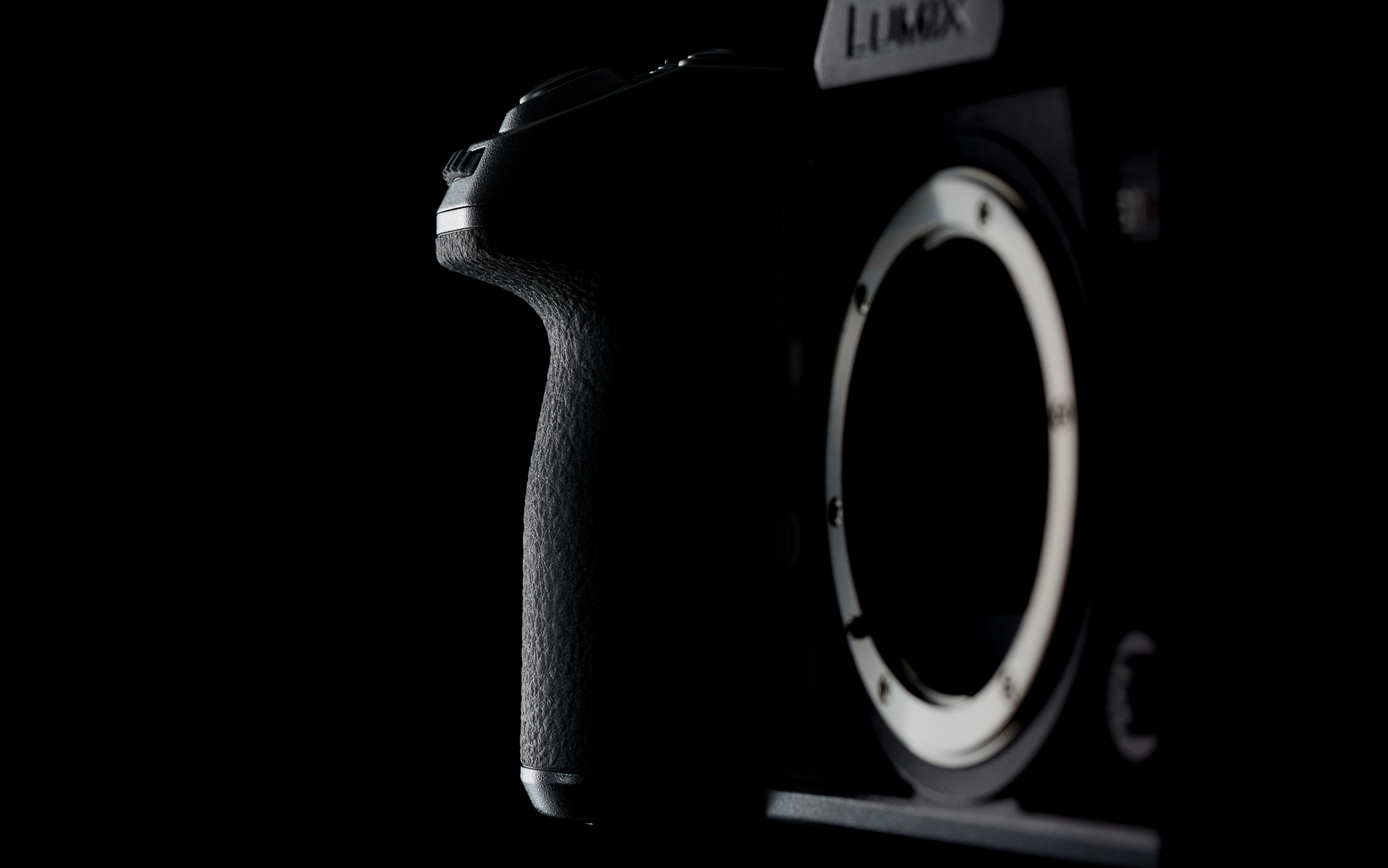 photo:Side view of grip of Digital camera LUMIX