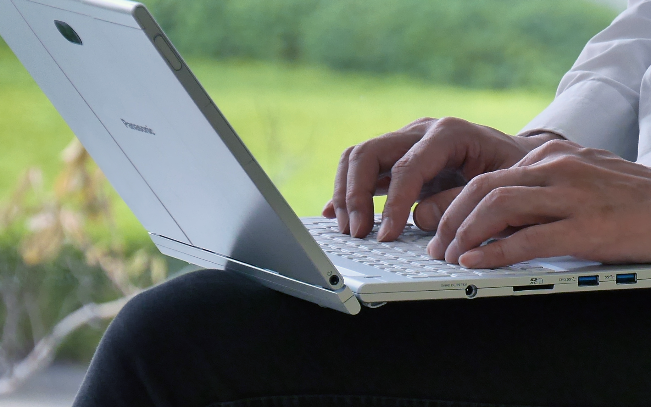 Photo showing a user typing on the TOUGHBOOK