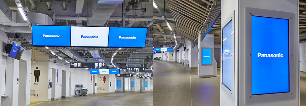 Hệ thống bảng điện tử AcroSign® của Panasonic cung cấp nhiều thông tin khác nhau trong sân vận động một cách hiệu quả.
Nội dung hiển thị có thể được thay đổi tùy theo khu vực.
