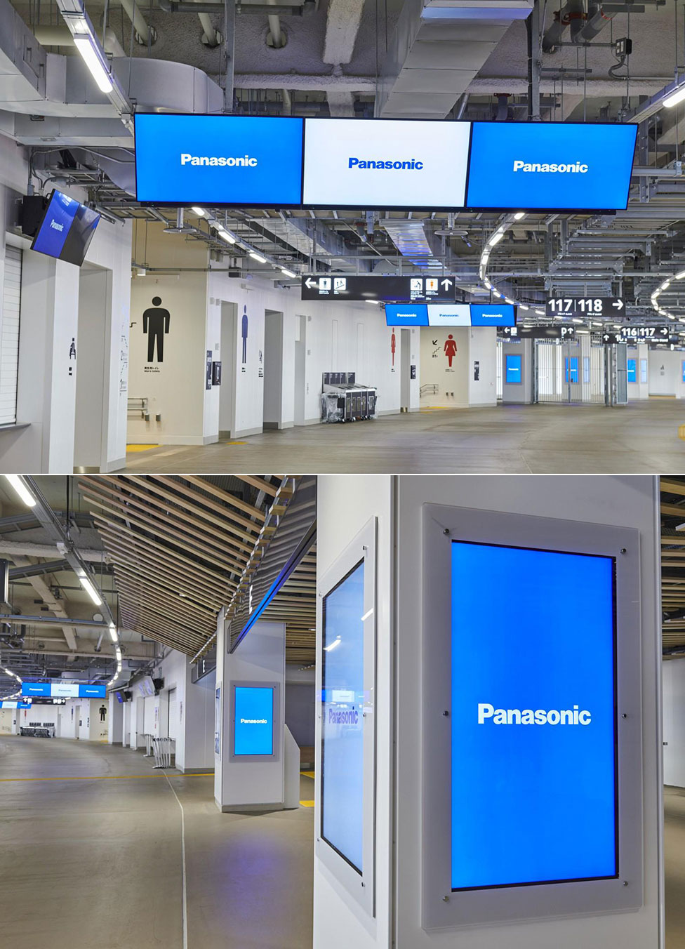 Panasonic’s AcroSign® digital signage efficiently provides a variety of information within the stadium. Display content can be switched for each area of the concourse. 