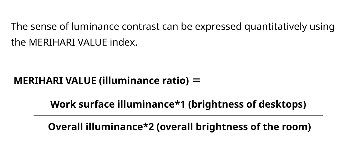 The sense of luminance contrast can be expressed quantitatively using the MERIHARI VALUE index.