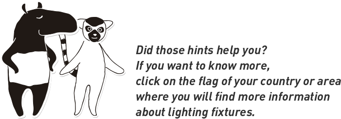 Did those hints help you? If you want to know more, click on the flag of your country or area where you will find more information about lighting.
