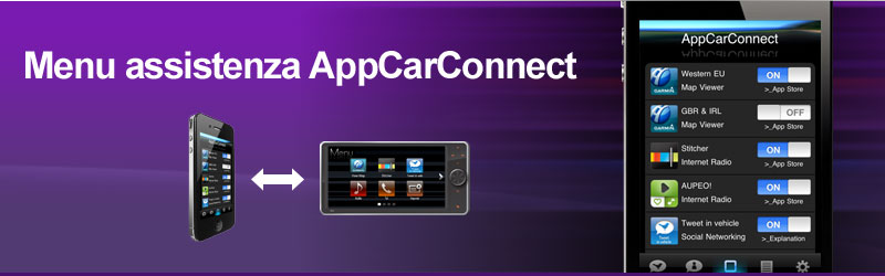 Menu assistenza AppCarConnect