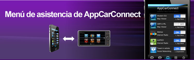 Menú de asistencia de AppCarConnect